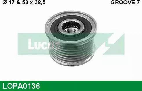 Lucas Engine Drive LOPA0136 - Шкив генератора, муфта autospares.lv