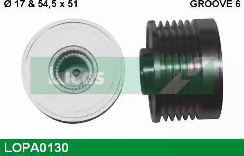 Lucas Engine Drive LOPA0130 - Шкив генератора, муфта autospares.lv