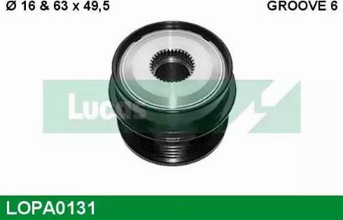 Lucas Engine Drive LOPA0131 - Шкив генератора, муфта autospares.lv