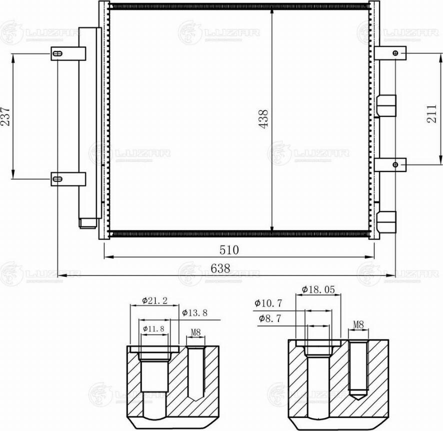 Luzar LRAC 1014 - Конденсатор кондиционера autospares.lv