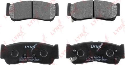 LYNXauto BD-3616 - Тормозные колодки, дисковые, комплект autospares.lv