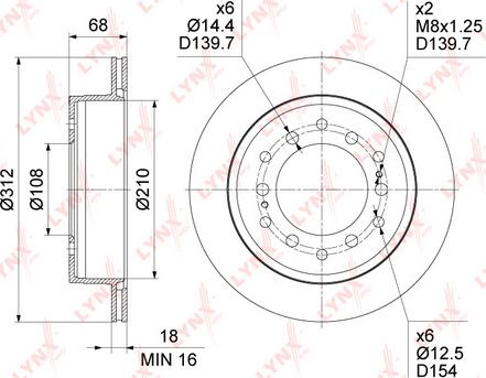 LYNXauto BN-1635 - Тормозной диск autospares.lv