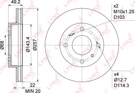 LYNXauto BN-1104 - Тормозной диск autospares.lv