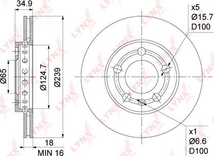 LYNXauto BN-1205 - Тормозной диск autospares.lv