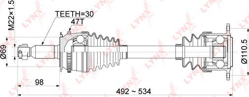 LYNXauto CD-1086A - Приводной вал autospares.lv