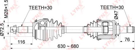 LYNXauto CD-1156 - Приводной вал autospares.lv