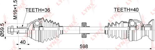 LYNXauto CD-1165 - Приводной вал autospares.lv