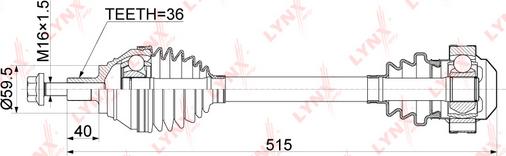 LYNXauto CD-1134 - Приводной вал autospares.lv