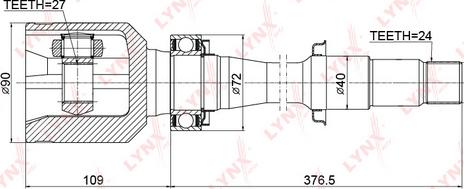 LYNXauto CI-3722 - Шарнирный комплект, ШРУС, приводной вал autospares.lv