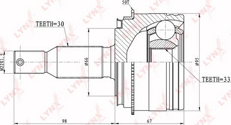 LYNXauto CO-5507A - Шарнирный комплект, ШРУС, приводной вал autospares.lv