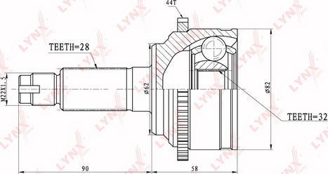 LYNXauto CO-5101A - Шарнирный комплект, ШРУС, приводной вал autospares.lv