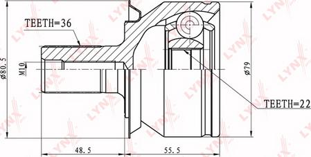 LYNXauto CO-5102 - Шарнирный комплект, ШРУС, приводной вал autospares.lv