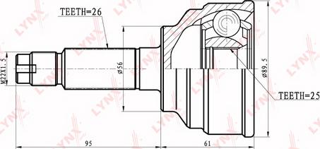 LYNXauto CO-5116 - Шарнирный комплект, ШРУС, приводной вал autospares.lv