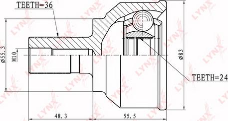 LYNXauto CO-5113 - Шарнирный комплект, ШРУС, приводной вал autospares.lv