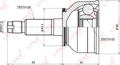 LYNXauto CO-5121 - Шарнирный комплект, ШРУС, приводной вал autospares.lv