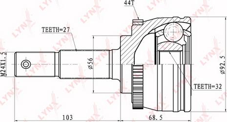 LYNXauto CO-5756A - Шарнирный комплект, ШРУС, приводной вал autospares.lv