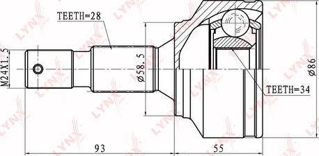 LYNXauto CO-6104 - Шарнирный комплект, ШРУС, приводной вал autospares.lv