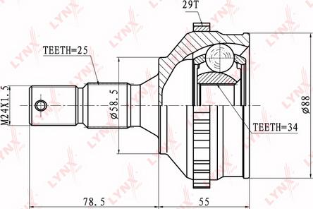 LYNXauto CO-6102A - Шарнирный комплект, ШРУС, приводной вал autospares.lv