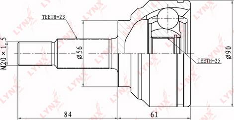 LYNXauto CO-6315 - Шарнирный комплект, ШРУС, приводной вал autospares.lv