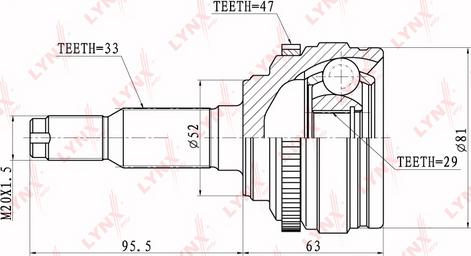 LYNXauto CO-1809A - Шарнирный комплект, ШРУС, приводной вал autospares.lv