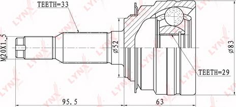 LYNXauto CO-1804 - Шарнирный комплект, ШРУС, приводной вал autospares.lv