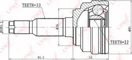 LYNXauto CO-1806 - Шарнирный комплект, ШРУС, приводной вал autospares.lv