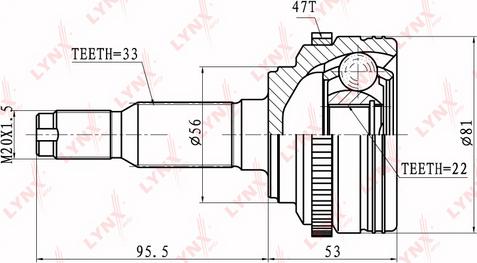 LYNXauto CO-1808A - Шарнирный комплект, ШРУС, приводной вал autospares.lv