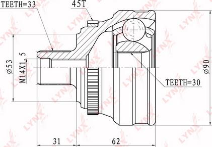 LYNXauto CO-1204A - Шарнирный комплект, ШРУС, приводной вал autospares.lv