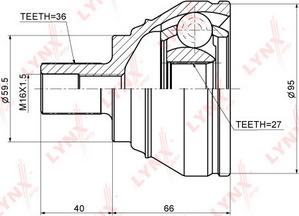 LYNXauto CO-1205 - Шарнирный комплект, ШРУС, приводной вал autospares.lv