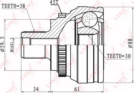 LYNXauto CO-1219A - Шарнирный комплект, ШРУС, приводной вал autospares.lv