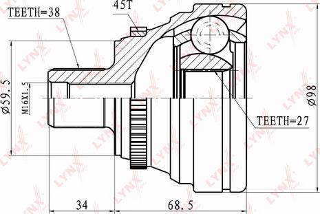 LYNXauto CO-1220A - Шарнирный комплект, ШРУС, приводной вал autospares.lv