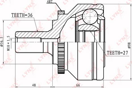 LYNXauto CO-8007A - Шарнирный комплект, ШРУС, приводной вал autospares.lv