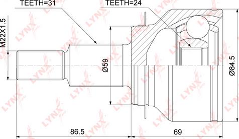 LYNXauto CO-3918 - Шарнирный комплект, ШРУС, приводной вал autospares.lv