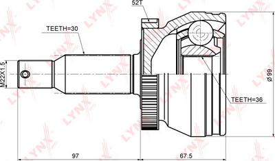 LYNXauto CO-3695A - Шарнирный комплект, ШРУС, приводной вал autospares.lv