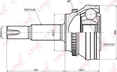 LYNXauto CO-3691A - Шарнирный комплект, ШРУС, приводной вал autospares.lv