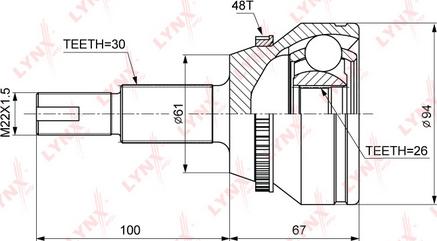 LYNXauto CO-3692A - Шарнирный комплект, ШРУС, приводной вал autospares.lv