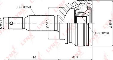 LYNXauto CO-3643 - Шарнирный комплект, ШРУС, приводной вал autospares.lv