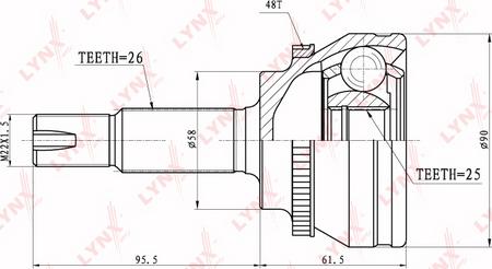 LYNXauto CO-3647A - Шарнирный комплект, ШРУС, приводной вал autospares.lv