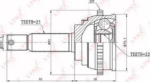 LYNXauto CO-3604A - Шарнирный комплект, ШРУС, приводной вал autospares.lv