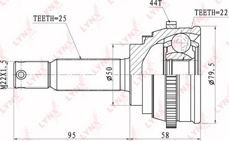 LYNXauto CO-3607A - Шарнирный комплект, ШРУС, приводной вал autospares.lv