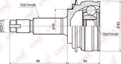 LYNXauto CO-3684 - Шарнирный комплект, ШРУС, приводной вал autospares.lv