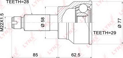 LYNXauto CO-3680 - Шарнирный комплект, ШРУС, приводной вал autospares.lv