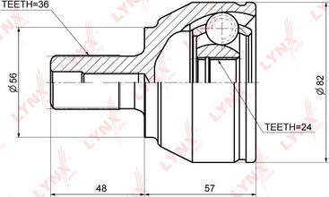 LYNXauto CO-3632 - Шарнирный комплект, ШРУС, приводной вал autospares.lv