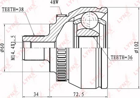 LYNXauto CO-3019A - Шарнирный комплект, ШРУС, приводной вал autospares.lv