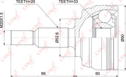 LYNXauto CO-3845 - Шарнирный комплект, ШРУС, приводной вал autospares.lv