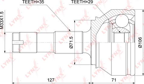 LYNXauto CO-3843 - Шарнирный комплект, ШРУС, приводной вал autospares.lv