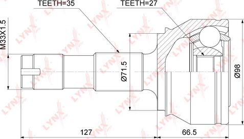 LYNXauto CO-3842 - Шарнирный комплект, ШРУС, приводной вал autospares.lv