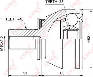 LYNXauto CO-3847 - Шарнирный комплект, ШРУС, приводной вал autospares.lv