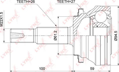 LYNXauto CO-3855 - Шарнирный комплект, ШРУС, приводной вал autospares.lv