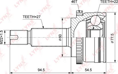 LYNXauto CO-3851A - Шарнирный комплект, ШРУС, приводной вал autospares.lv